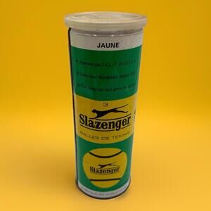 Vintage Sealed Can of 3 Slazenger Tennis Balls; Yellow, Made In England 1970’s